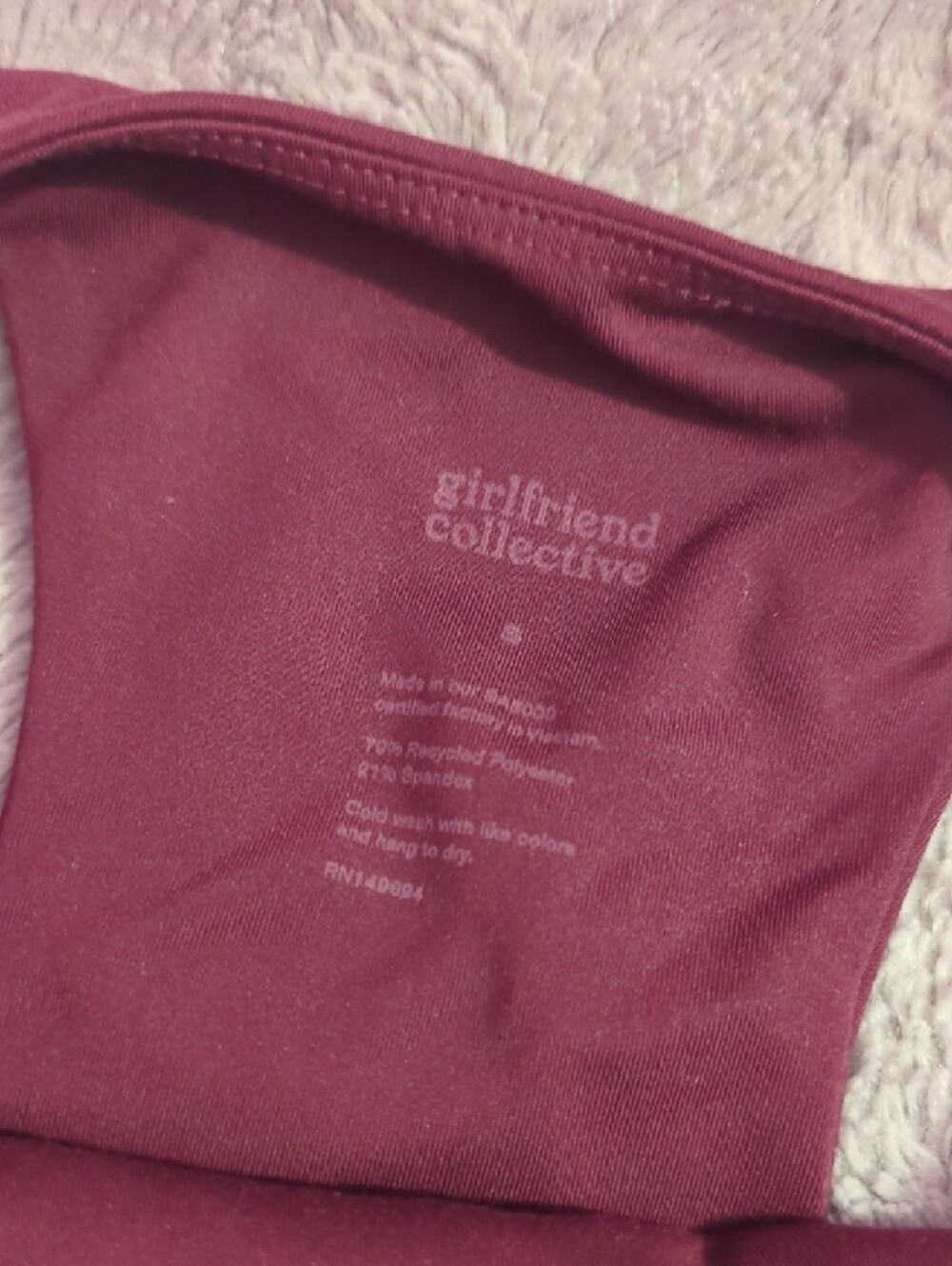 Girlfriend Collective Wine-Colored Racerback Crop - Picture 3 of 4